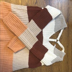 Love By Design Off-the-Shoulder Sweater Cream and Brown